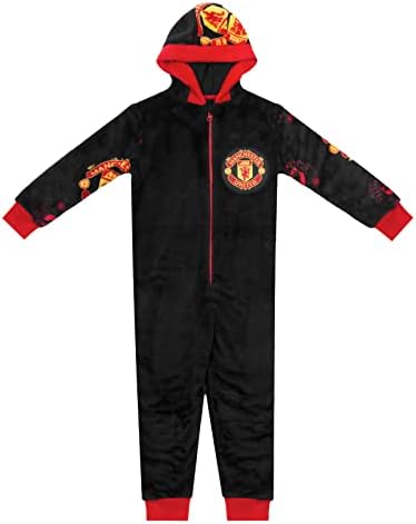 Manchester United FC Official Soccer Gift Fleece Hooded All-In-One Years