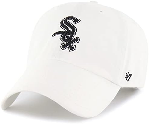 '47 MLB White Team Color Primary Logo Clean Up Adjustable Strap Hat Cap, Adult One Size Fits All