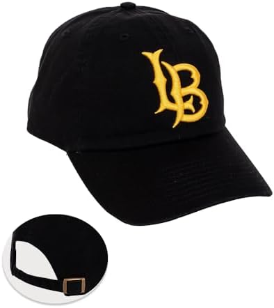 Cal State Long Beach Baseball Hat University California Dirtbags LBSU CSULB Brimmed Embroirderd Hats Cap Adjustable Cloth Strap Adult (Style A) Black