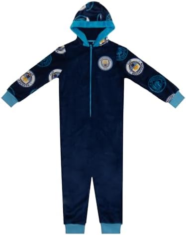 Manchester City FC Boys Pajamas All-In-One Loungewear Kids OFFICIAL Gift