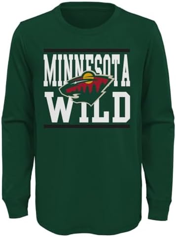 Outerstuff Minnesota Wild Boys Size 4-18 Hockey Team Logo Long Sleeve T-Shirt