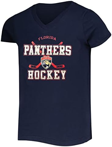 Outerstuff Florida Panthers Juniors Girls 4-16 Team Logo V-Neck T-Shirt