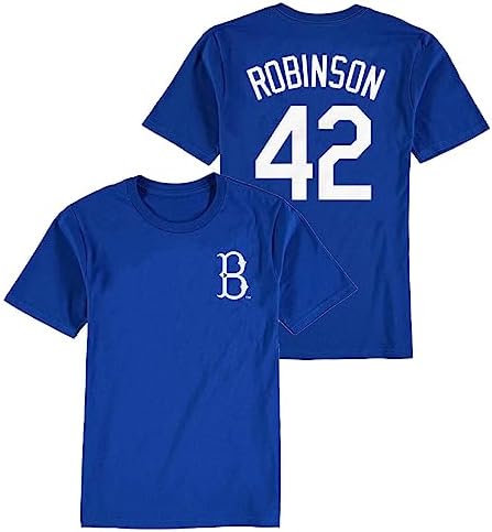 Outerstuff Jackie Robinson Brooklyn Dodgers #42 Juniors Boys Size 4-18 Player Name & Number T-Shirt