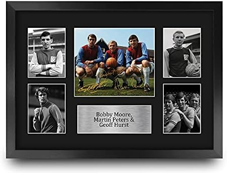 HWC Trading Bobby Moore Martin Peters & Geoff Hurst West Ham United 16 x 12 inch (A3) Printed Gifts Signed Autograph Picture for Football Fans and Supporters - 16" x 12" Framed