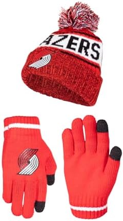 Ultra Game NBA Boys Girls Super Soft Winter Beanie Knit Hat With Extra Warm Touch Screen Gloves