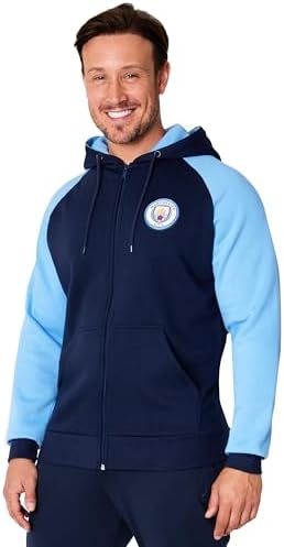 Manchester City F.C. Mens Zip Up Hoodie with Pockets