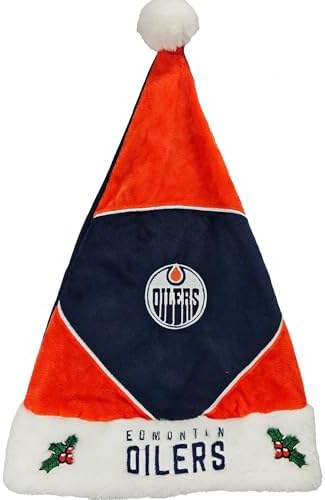 Edmonton Oilers – Collector's Edition Oilers Santa Hat – Represent The Orange, White and Navy Blue - Show Your Ice Hockey Spirit with Officially Licensed NHL Holiday Fan Apparel and Gift