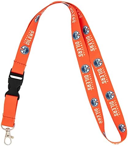 Desert Cactus Edmonton Oilers NHL National Hockey League Car Keys ID Badge Holder Lanyard Keychain Detachable Breakaway Snap Buckle (Lanyard 1 - Orange)