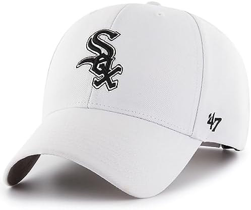 '47 MLB White MVP Adjustable Hat, Adult One Size Fits All (One Size, Chicago White Sox)