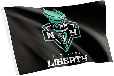New York Liberty NY Flag Team WNBA Women's National Basketball Association 100% Polyester Indoor Outdoor 3 feet x 5 feet Flag (Black)