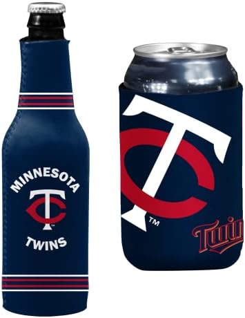 MLB Baseball Can & Bottle Holder Insulator Beverage Cooler (Minnesota) Twins - Logo)
