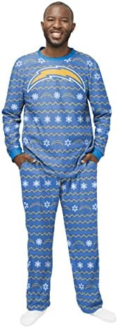 FOCO NFL Men's Team Color Large Primary Logo 2 Piece Top and Bottom Ugly Pajama Set