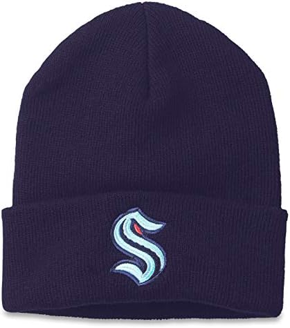 AMERICAN NEEDLE Seattle Kraken Team Logo Basic Cuffed Beanie Knit Hat