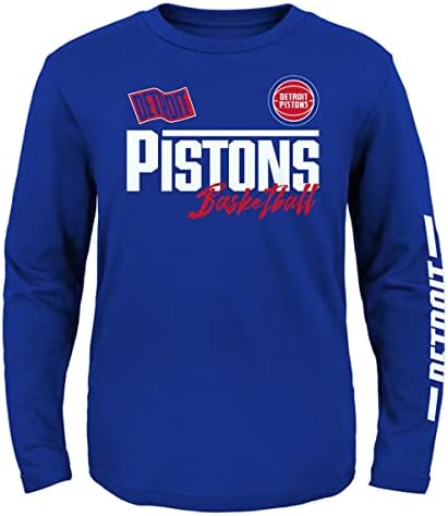 Outerstuff Detroit Pistons Youth Size Race Time Team Logo Long Sleeve T-Shirt