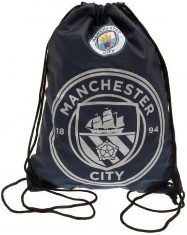 MCFC Manchester City Crest Gym Bag - Authentic EPL, Black, 17 inch X 13 inch