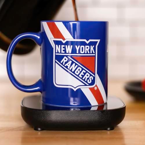Uncanny York Rangers Logo Mug Warmer with Mug – Keeps Your Favorite Beverage Warm - Auto Shut On/Off