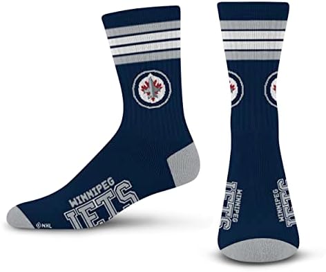 For Bare Feet NHL Winnipeg Jets 4 Stripe Deuce Crew Sock Team Color LARGE