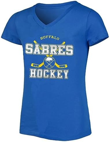 Outerstuff Buffalo Sabres Juniors Girls 4-16 Team Logo V-Neck T-Shirt