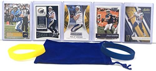 Philip Rivers Football Cards (5) Assorted Bundle - Los Angeles Chargers Trading Card Gift Set