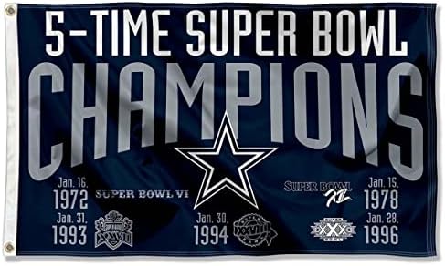 Dallas Cowboys 5X and 5 Time Super Bowl Champions Flag Outdoor Indoor 3x5 Foot Banner