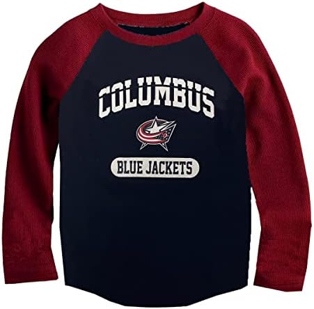Outerstuff Columbus Blue Jackets Juniors Girls 4-16 Waffle Raglan Long Sleeve T-Shirt