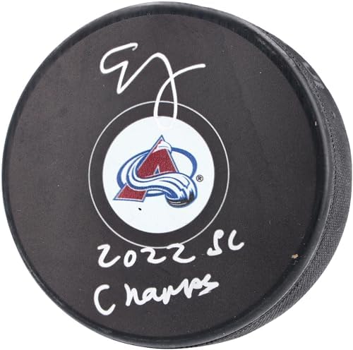Erik Johnson Colorado Avalanche Autographed Hockey Puck with "2022 SC Champs" Inscription - Autographed NHL Pucks