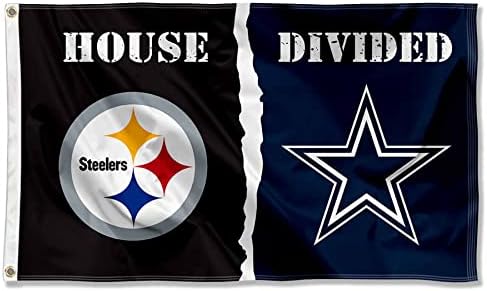 Pittsburgh Steelers and Dallas Cowboys House Divided Flag Rivalry Banner