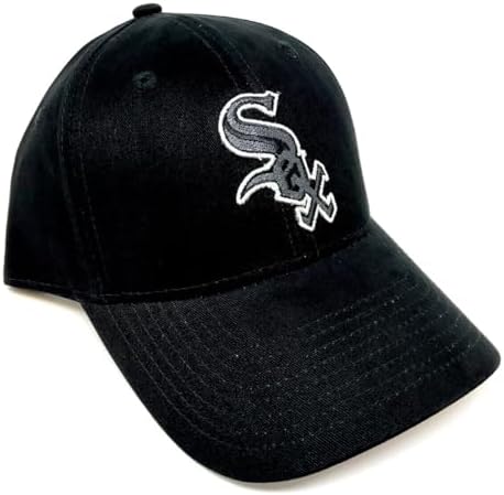 MVP Chicago White Sox Logo Baseball Solid Black Curved Bill Adjustable Hat