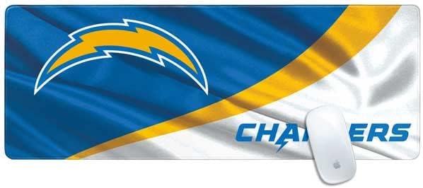 Skinit Officially Licensed NFL Los Angeles Chargers Design, 31.5" x 11.8" Large Gaming Mouse Pad, Desk Pad with Stitched Edges for Office and Home.