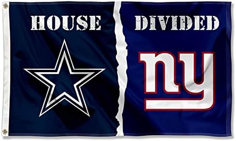 Dallas and New York Giants House Divided Flag Rivalry Banner