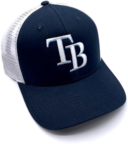 Officially Licensed Tampa Bay Baseball Hat Classic Team Logo Adjustable Two-Tone Mesh Trucker Embroidered Cap