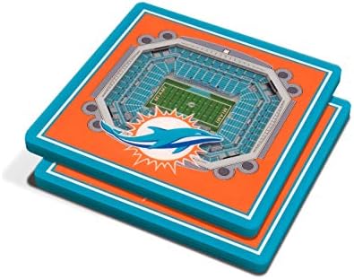 YouTheFan NFL Miami Dolphins 3D StadiumView Coasters - Hard Rock Stadium, 1 Count (Pack of 2)