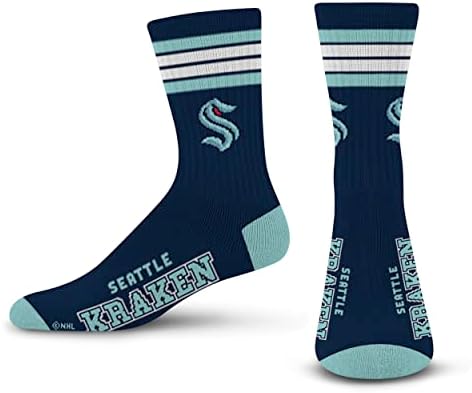 For Bare Feet NHL Seattle Kraken 4 Stripe Deuce Crew Sock Team Color LARGE