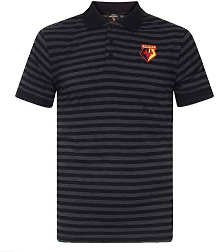 Watford FC Official Soccer Gift Mens Yarn Dye Marl Striped Polo Shirt