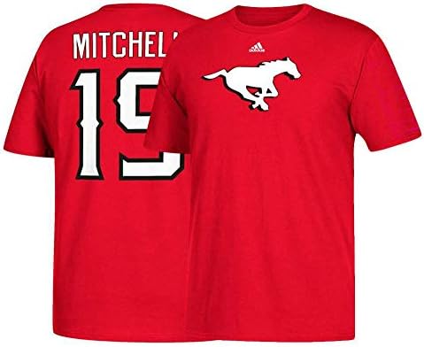 adidas Bo Levi Mitchell CFL Calgary Stampeders Men's Red Name & Number Jersey T-Shirt