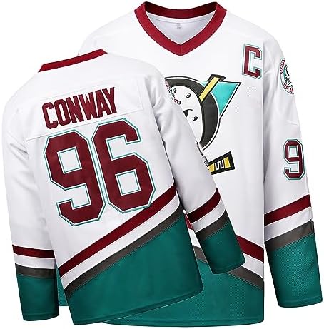 Mighty Ducks Jersey #96Charlie Conway: #99 Adam Banks 90s Movie Ice Hockey Jersey for Halloween Hip Hop Sports Party Clothing