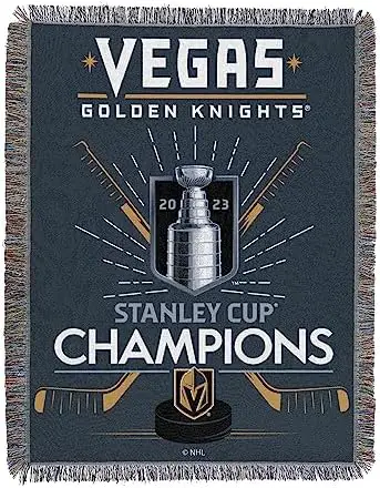 Northwest NHL Vegas Golden Knights 2023 NHL Stanley Cup Champions Woven Tapestry Throw Blanket, 48" x 60", Stick Burst
