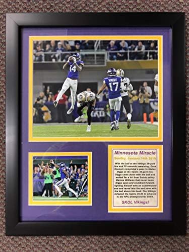 Minneapolis Miracle - Minnesota Vikings NFL Divisional Playoff 2018 Collectible | Framed Photo Collage Wall Art Decor - 12"x15" | Legends Never Die, Multicolor (MINNYMIRU)