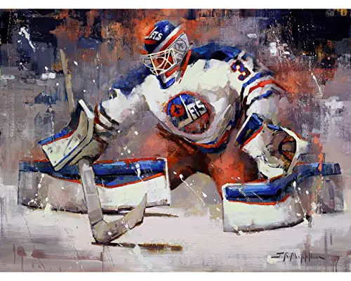 Winnipeg Jets Connor Hellebuyck Poster Print Unframed - Hockey Wall Art Decor Goalie Winnipeg Jets Gift