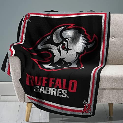Sleep Squad Buffalo Sabres Goat Head Logo 60” x 80” Raschel Plush Blanket – an NHL Super-Soft Throw