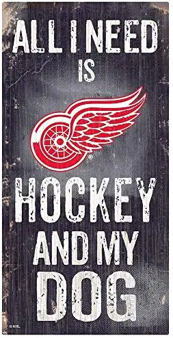 Fan Creations NHL Detroit Red Wings Unisex Detroit Red Wings Hockey and My Dog Sign, Team Color, 6 x 12
