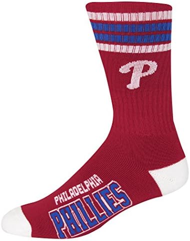 MLB 4 Stripe Deuce Crew Socks Mens-Philadelphia Phillies-Size Large(10-13)