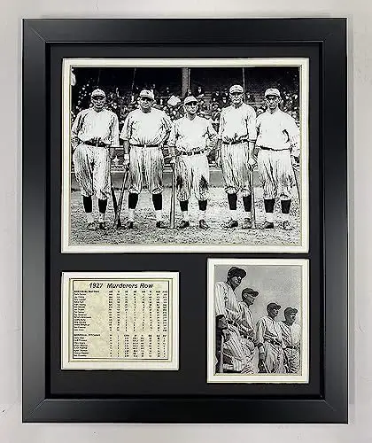 New York Yankees 1927 Murderer's Row Lineup Collectible | Framed Photo Collage Wall Art Decor - 12"x15" | Legends Never Die
