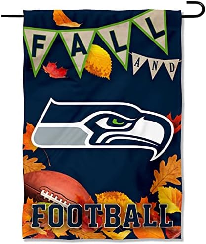 Seattle Seahawks Fall Leaves Decorative Football Garden Flag Double Sided Banner