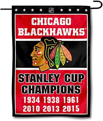 Chicago Blackhawks 6 Time Stanley Cup Champions Double Sided Garden Flag