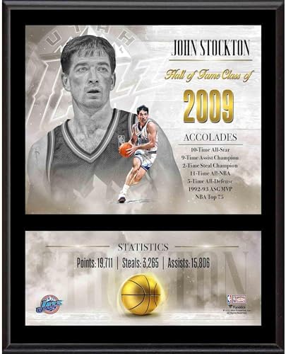 John Stockton Utah Jazz 12" x 15" Hardwood Classic Sublimated Player Plaque - NBA Team Plaques and Collages