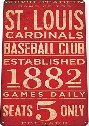 KGPE0WRF5S Background Wall Decoration St. Louis Cardinals Card Art Baseball Shop Store Tin Sign 8x12 inches
