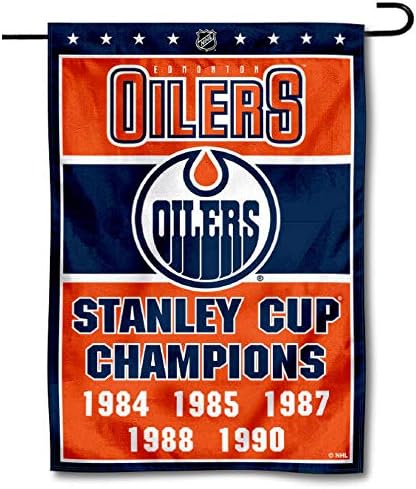 Edmonton Oilers 5 Time Stanley Cup Champions Double Sided Garden Flag