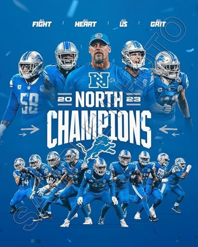 SPORTSPHOTOSUSA 2023 Detroit Lions NFC North Division Champions 8x10 Team Composite Photo