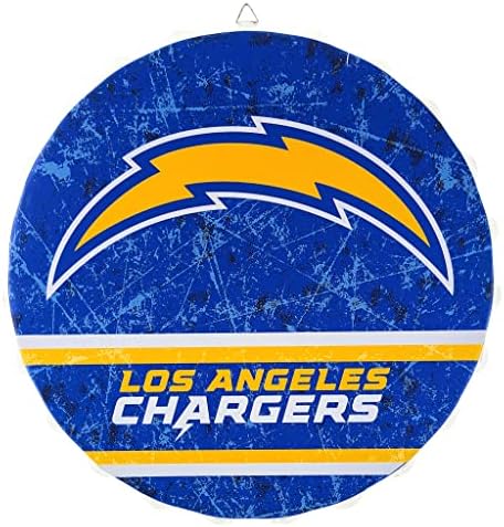 Los Angeles Chargers 13” Jumbo Metal Distressed Bottle Cap Wall Sign – Limited Edition FOCO Chargers Sign – Represent the NFL, AFC West and Show Your Team Spirit with Officially Licensed Los Angeles Football Fan Gear